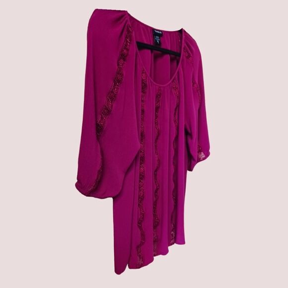 TORRID Plus Size Crochet Inset Eminence Purple Peasant Blouse 1X - Picture 2 of 11